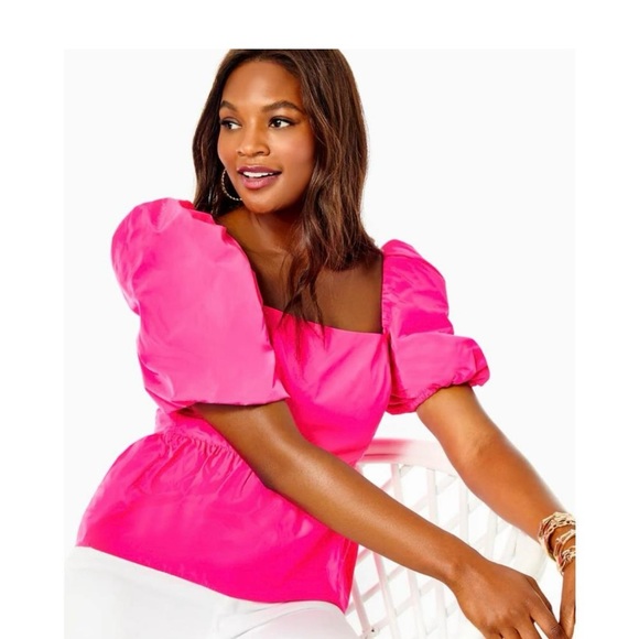 Lilly Pulitzer plume hot pink top - Picture 4 of 16